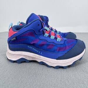 Merrell Shoes Youth Size 1 Blue Waterproof Trail Hiking Sneakers Boots Pink